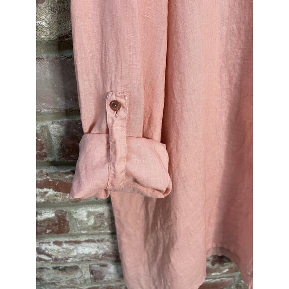 Eileen Fisher Irish Linen Popover Collared Tunic‎ Top Lagenlook Melon size Large - Picture 4 of 11